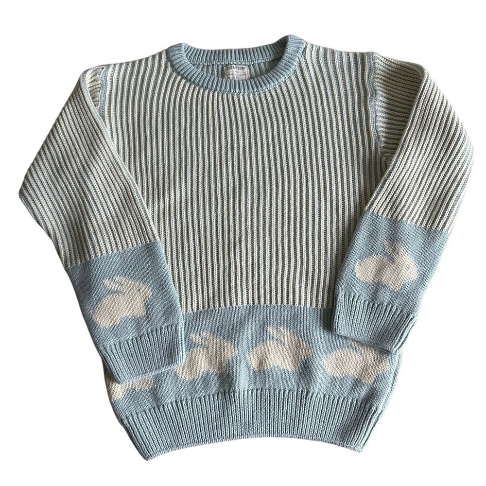 Fin & Vince Chunky Bunny Sweater Organic Cotton Blue 8-9 year